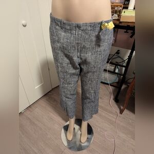 Womens Cropped Pants Gray Blue Tweed Career Casual Dress Pants‎